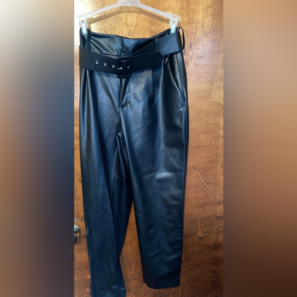 Zara Belted Faux Leather Pants